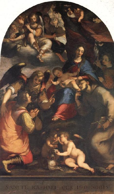 Paggi, Giovanni Battista Madonna and Child with St.Anthony of Padua,Tobias,and the Archangel Ra-Phael oil painting image